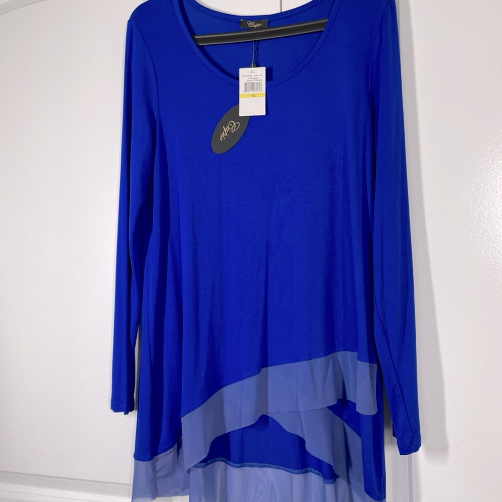 Cupio Royal Blue Viscose Top Tunic Size M NWT - Picture 9 of 10